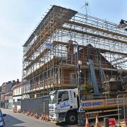 Scaffolding installed on Lowestoft High Street. Picture: Mick Howes