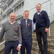 Steve Mitchell, Group Operations and HSSEQ Director, Simon Turner, General Manager for ASCO Southern UK and Glenn Hurren, Business Development, outside OrbisEnergy in Lowestoft. Picture: TMS Media