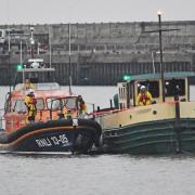 The RNLI came to the rescue of a stranded 78-foot-long houseboat