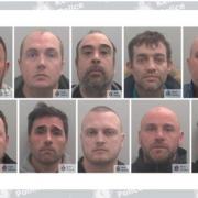 Organised crime group members (clockwise from top left) Kevin Ratcliffe, Patrick Hallahan, James Savva, Carl Crabtree, David Squires, Michael Blewett, Damion Freeman, Jessie Cockle, Richard Shelton and Lewis Cosgrove.
