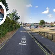 Water Lane in Lowestoft. Inset, a Suffolk Constabulary officer. Picture: Google Images/Newsquest