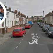 Seago Street in Lowestoft. Inset, a Suffolk Constabulary officer. Pictures: Google Images/Newsquest
