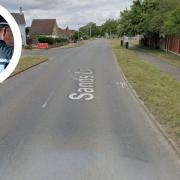 Sands Lane in Oulton Broad. Inset, a Suffolk Constabulary officer. Picture: Google Images/Newsquest