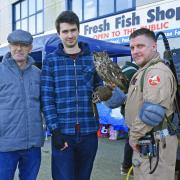 East Point Markets fundraising event. L-R: Organiser Michael Fairhurst, Adam Bringer and owl Dopey and Carl Smith of Norfolk Ghostbusters. Picture: Mick Howes