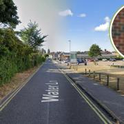 Water Lane in Lowestoft. Inset, a Suffolk Constabulary officer. Pictures: Google Images/Newsquest