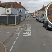 Melbourne Road in Lowestoft. Inset, a Suffolk Constabulary officer. Picture: Google Images/Newsquest