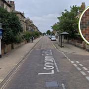 London Road South in Lowestoft. Inset, a Suffolk Constabulary officer. Picture: Google Images/Newsquest