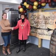 Charmaine Llewellyn and mayor of Lowestoft Sonia Barker at the opening of Pirates at the Claremont in Lowestoft. Picture: Mick Howes
