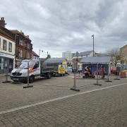 Work has started at the Triangle Market area near the High Street in Lowestoft. Picture: Lowestoft Town Council