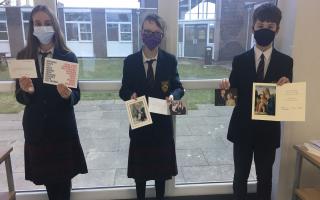 Year 7 students at Ormiston Denes Academy in Lowestoft with their cards. Picture: Ormiston Denes Academy