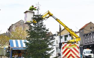 Christmas lights being installed at The Triangle in north Lowestoft last year.