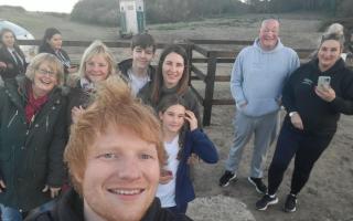 Anya Coleman and Emma Gowen were among the lucky locals who grabbed a selfie with Suffolk superstar Ed Sheeran in Lowestoft.