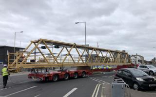 The 44-tonne walkway arrives in Lowestoft. Picture: Lowestoft Central Project