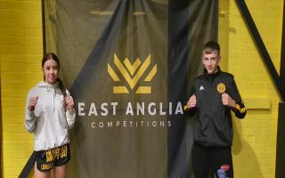 Mimi Tyler with stablemate Billy Brassfield, ahead of the December 9 show in Lowestoft. Picture: H̄odr̂āy Muay Thai Lowestoft