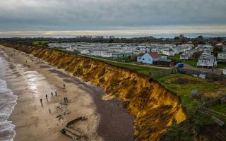 Drone images showing how close the caravans are to the cliff edge following erosion damage in Pakefield, Lowestoft. Picture: LN Drone Photography