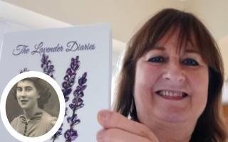 Chrissy Smith, with a copy of The Lavender Diaries. Inset: Her mother in law Kath Smith (nee Goldspink) who lived in Lowestoft her whole life. Pictures: The Smith family