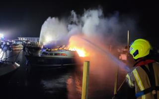 Firefighters were called to a boat blaze in Oulton Broad
