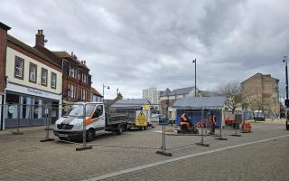 Work has started at the Triangle Market area near the High Street in Lowestoft. Picture: Lowestoft Town Council
